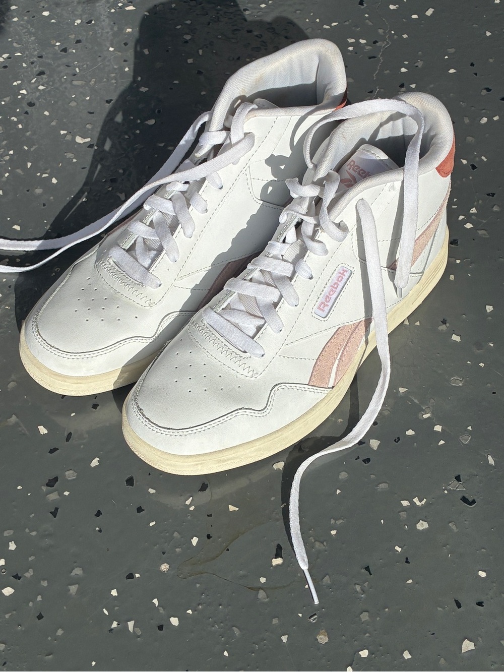 Reebok Women's White Sneakers with Pale Pink Accents
